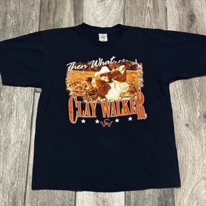 Vintage 1990s Clay Walker Then What Mens Size XL Black T-Shirt Country Music Tee